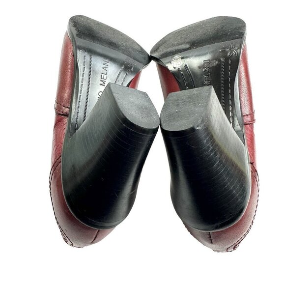 Antonio Melani Shoe Boot 6.5 Red Leather Tooled Western Bootie Heel Womens - Picture 11 of 12